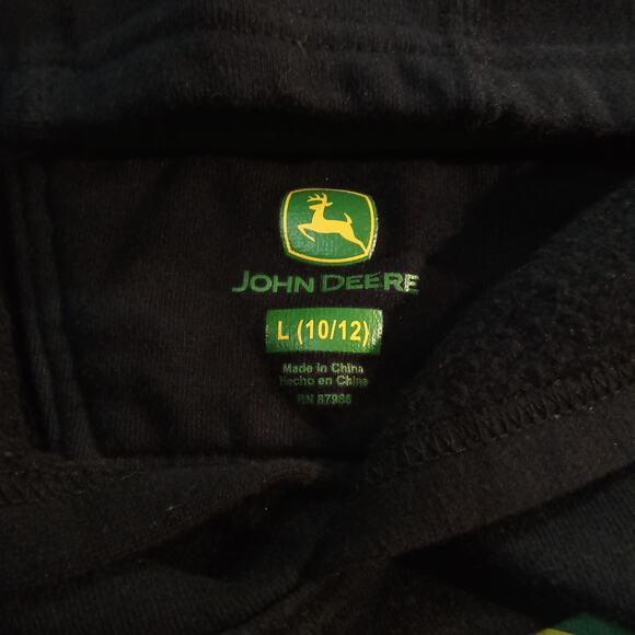 John Deere Kids Hoodie Black Green Logo Youth Large 10/12 - Picture 5 of 6
